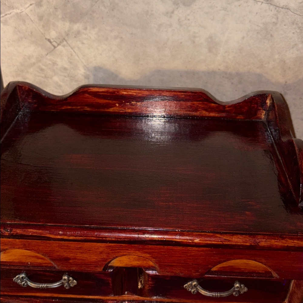 Handmade Vintage Wooden Jewelry Box Treasure Chest Stash Spot Lift Top/2 Drawer - Picture 10 of 17